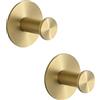 SAYAYO Ganci Adesivi Ganci Portasciugamani in Acciaio Inox Gancio Accappatoio Bagno, Gancio Appendiabiti Autoadesivo Appendi Strofinacci Cucina, 2 Pezzi, Oro