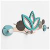 Giallobus - Appendiabiti da parete 4Me - 10 - Lotus flower - Legno Mdf + Alluminio - 60L x 25l cm - 06 - M - Attaccapanni da Muro con 4 Ganci in Alluminio e Legno