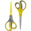 LIVINGO Confezione da 2 forbici in titanio antiaderenti da 20,3 cm, professionali in acciaio inox, impugnatura comoda, multiuso, forbici dritte per ufficio, per nastro, carta, cartone (Grigio/Giallo)
