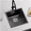 CECIPA Lavandino Cucina Nero Antracite 40x44cm, Lavello Cucina 1 Vasca in Acciaio Inox, Lavabo Cucina Moderno Con l'Ultimo Sifone e Troppopieno, Lavelli da Cucina