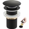 kelleria Piletta Universale Per Lavabo Bagno,Piletta Click Clack Senza Troppopieno, Pilett Pop Up Di Scarico Universale G1 1/4", per Lavello Con Gomma Ispessita, Nero