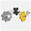 Giallobus - Appendiabiti da parete 4Me - 05 - Flowers - Legno Mdf + Alluminio - 60L x 25l cm - 09 - M - Attaccapanni da Muro con 4 Ganci in Alluminio e Legno