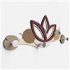 Giallobus - Appendiabiti da parete 4Me - 10 - Lotus flower - Legno Mdf + Alluminio - 60L x 25l cm - 08 - M - Attaccapanni da Muro con 4 Ganci in Alluminio e Legno