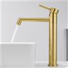 Ulytid Rubinetto Bagno Lavabo Alto Oro, Miscelatore Lavabo Rotazione a 360°, Monocomando Appoggio in Acciaio Inox con Aeratore Rimovibile, Fredda e Calda Regolabile, Altezza del Beccuccio 204mm