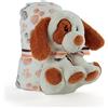 PERLETTI Coperta Neonato con Peluche Cane Animale Morbida e Calda - Mussola Bimbo Bimba 0 1 2 3 Anni con Pupazzo - Plaid Invernale Bambini Bambine Marrone Beige con Fiocchetto - 120x80 cm (Cane)