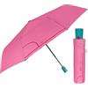 PERLETTI Ombrello Portatile con Fantasia Fiori Pois - Ombrellino Pieghevole Antivento Resistente - Ombrello Piccolo Donna Elegante Mini - Apertura Automatica Diametro 96 cm (Rosa)