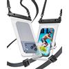 YOSH Crossbody Custodia Impermeabile Smartphone [Design Laterale Morbido], IPX8 Cover Subacquea 2 Pezzi per iPhone 17 16 15 14 Pro Max Samsung S26 S25 S24 S23 Ultra fino a 7,5" Cristallo Chiaro