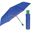 PERLETTI Ombrello Portatile con Fantasia Fiori Pois - Ombrellino Pieghevole Antivento Resistente - Ombrello Piccolo Donna Elegante Mini - Apertura Automatica Diametro 96 cm (Blu Elettrico)