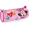 PERLETTI Astuccio Bambina Minnie Rosa Disney - Portapenne Bimba Minni Mouse Fucsia con Zip per Scuola Elementare e Asilo - Bustina Tonda per Bambine con Stelle Colorate per Matite Penne Pennarelli