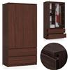 BDW armadio 2 ante, 4 ripiani, appendiabiti, 2 cassetti, appendiabiti, armadio a cassetti, armadio per camere da letto, soggiorni, 180x90x51cm, (Venga)