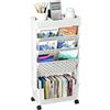 Huucozn Scaffale per Libri Mobile 5 Livelli Carrello Portaoggetti Libreria con Ruote Organizer Carrello Scaffale con Ruote Carrello per Libri Piccolo per Soggiorno Biblioteca Cucina Ufficio, Bianco