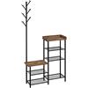 HOMCOM Appendiabiti da Terra 6 Ganci Scarpiera 92.5x28.2x182 cm Marrone