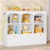 Hzuaneri Libreria per Bambini, Libreria bambini con 6 Scomparti Aperti e 3 Cassetti con Ruote, Organizzatore per Giocattoli per Stanza dei Bambini, Soggiorno e Studio, 30 x 103 x 80cm, Bianco KB33303X