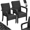 tectake® Set di 4 Sedie in Rattan, Impilabile, Rattan Resistente alle Intemperie, Schienale Alto, Struttura in Acciaio, Set Sedie Sala da Pranzo 4, Comfort e Stabilità per Interni ed Esterni, Nero