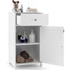 RELAX4LIFE Mobiletto da Bagno Salvaspazio, 1 Cassetto e 1 Armadietto, Ripiani Regolabili, Mobiletto Portaoggetti Moderno per Soggiorno e Corridoio,34 x 43 x 77 cm (Bianco)