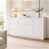 PREMTURE Credenza bianca, 143 cm, comò con 4 cassetti, 2 ante e ripiano aperto, altezza 80 cm, come armadio per soggiorno e camera da letto, 143 x 80 x 40 cm