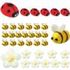 Dbuwqips 36 Pezzi Api Api Decorative Api Peluche Ape Decorativa in Peluche Fiore Bianco all'Uncinetto Ape Artigianale per Le Decorazioni di Abbigliamento del Negozio di Artigianato Fai da Te
