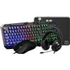 THE G-LAB Pacchetto gaming: The G-Lab COMBO NATRIUM, mouse con cavo, tastiera con cavo, cuffie con cavo, tappetino per mouse, retroilluminazione, 6400 DPI
