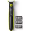 Philips Regolabarba, PHILIPS Oneblade QP2724/10, 3 accessori (1, 3, 5 mm), senza fili, ricaricabile, verde/nero