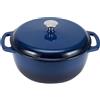 Amazon Basics Pentola arrosto rotonda Amazon Basics in ghisa smaltata con coperchio, 5,7 litri, blu navy