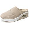JOMIX Ciabatte Donna Estive Traspiranti Zeppa Basculanti Pantofole Ortopediche Chiuse Leggere con Suola Ammortizzata ad Aria Scarpe Senza Lacci da Casa Comode SD2443 Beige 42