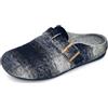 JOMIX Pantofole Uomo Invernali Feltro con Fibbia Ciabatte Ortopediche Anziani Calde Comode Plantare Morbido Estraibile Ergonomiche da Casa Pantofole Elegante da Interno ed Esterno MU2414 Blu 44