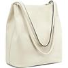 Kattee - Borsa a tracolla da donna in vera pelle, morbida con chiusura magnetica superiore, bianco, Medium