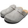 JOMIX Sabot Uomo Eleganti Eco-Pelle Scamosciata Ciabatte Casa Sughero Punta Chiusa Zoccoli Invernali Pantofole Estive Comode MU2440 Grigio 42