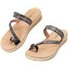 JOMIX Sandali Donna Estivi Aperti con Punta Divisa Zeppa e Strass Comode Scarpe Aperte Leggere e Traspiranti Ciabatte Eleganti alla Moda per Spiaggia Mare e Vacanza (BLAK,38)