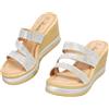 JOMIX Sandali con Zeppa Donna con Dettagli in Strass, Infradito Mules Estivi con Suola Antiscivolo, Scarpe Eleganti per la Spiaggia e le Feste WWC260340 (Argento, 36)