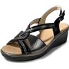 JOMIX Sandali Estivi Donna Comodi con Zeppa 5 cm Sandali Eleganti Punta Aperta con Cinturino Posteriore e Fibbia Regolabile Plantare Morbido Suola Leggera Antiscivolo Scarpe Anziani Estate Nero 38