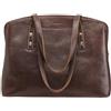 S-ZONE Borsa a tracolla da donna, in pelle, grande, adatta per computer portatili da 15,6, Marrone scuro