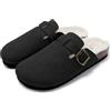 JOMIX Pantofole Donna Invernali Calde Ciabatte Casa Punta Chiusa con Pellicia Sintetica Zoccoli Comode Morbide MD2439 Nero 38