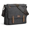 S-ZONE Uomo Borsa a Tracolla Borsa per Laptop Grande da 15,6 Pollici in Tela Vintage Borsa da Ufficio Borsa da Lavoro