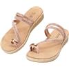 JOMIX Sandali Donna Estivi Aperti con Punta Divisa Zeppa e Strass Comode Scarpe Aperte Leggere e Traspiranti Ciabatte Eleganti alla Moda per Spiaggia Mare e Vacanza (PINK,41)