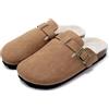 JOMIX Pantofole Donna Invernali Calde Ciabatte Casa Punta Chiusa con Pellicia Sintetica Zoccoli Comode Morbide MD2439 Khaki 39