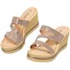 JOMIX Sandali con Zeppa Donna con Dettagli in Strass, Infradito Mules Estivi con Suola Antiscivolo, Scarpe Eleganti per la Spiaggia e le Feste WWC260340 (Oro, 38)