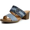 JOMIX Mule Donna Eleganti con Tacco Largo 5 cm Sandali Donna Estivi Comodi Punta Aperta Ciabatte con Fibbia Metallizzata e Doppia Fascia per Giorno Ufficio Vacanze Blu 36