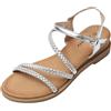 JOMIX Sandali Donna Estive Zeppa Eleganti Comodi Sandali Pelle Sintetivo con Tacco Largo SD8267-11 (Argento, 36)