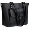 S-ZONE - Borsa a secchiello in vera pelle, da donna, stile vintage, grande, con tracolla per il lavoro, nero, Large, Vintage