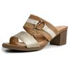 JOMIX Sandali Donna Eleganti con Tacco Medio Ciabatte Estive Comode Scarpe Mule Tacco Blocco Largo Aperte Casual per Lavoro Città Vacanze e Tutti i Giorni Khaki 37
