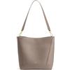 Kattee Borsa a secchiello in pelle di alta qualità per donna, a tracolla, media, con 2 cinghie, cachi, Medium