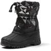 JOMIX Stivali Bambini Ragazzi Doposci Stivaletti Bambine Ragazze da Neve Impermeabile Scarpe Invernalin Imbottite da Bimbi Bimbe MB9536 (Nero, 32)
