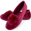 JOMIX Scarpe Ballerine Donna Invernali Ciabatte Ragazze in Velluto Rasato Pantofole Chiuse Eleganti Leggere Pelose Morbide Calde da Casa con Pompom ES2027-7 (Bordo, 37)