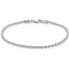 LeCalla Braccialetto a catena in argento Sterling 925 con taglio a diamante, per donne e uomini, braccialetto in corda intrecciata italiana da 2 mm, 2,5 mm e 3,5 mm, braccialetto in argento regalo per