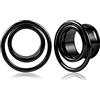 Vankula Dilatatori Lobo Double Flared tunnel dilatatore orecchie Bobina in Acciaio inossidabile lobi piercing espansori Gioielli Uomo Donna 16mm(5/8) Nero