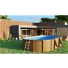 Gre Piscina fuori terra ovale in acciaio decorazione legno Gre 500x300 H 132 cm