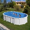 Gre Piscina ovale bianca 610x375x132 cm con filtro a sabbia