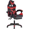 Sedia gaming reclinabile con poggiapiedi e supporto lombare nero/rosso