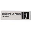 Cartello adesivo rigido chiudere la porta 15x5 cm